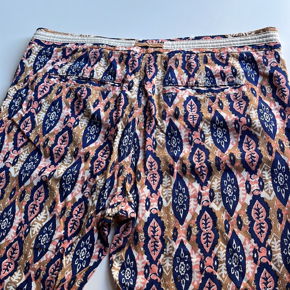Pilcro and the Letterpress relaxed straight leg pants blue/pink/tan/white motif - Picture 3 of 5